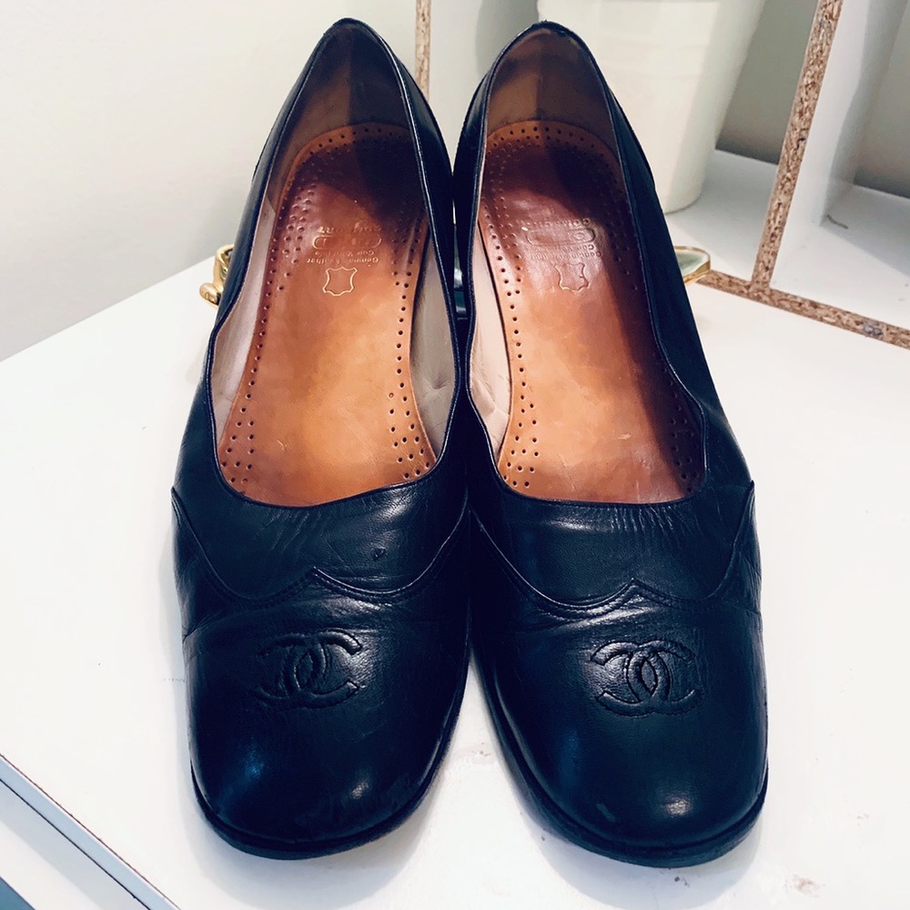 Authentic Chanel Block Heel Pumps